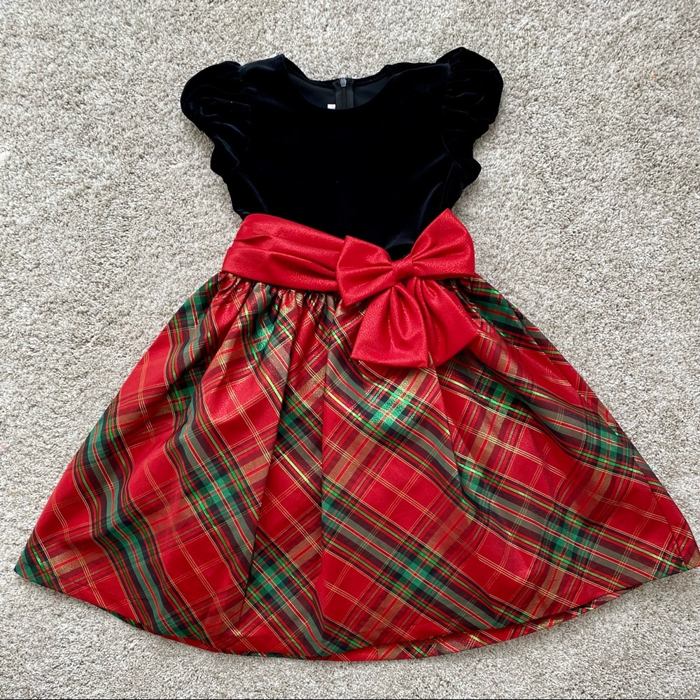 Bonnie Jean Red and Black Velvet Christmas Dress